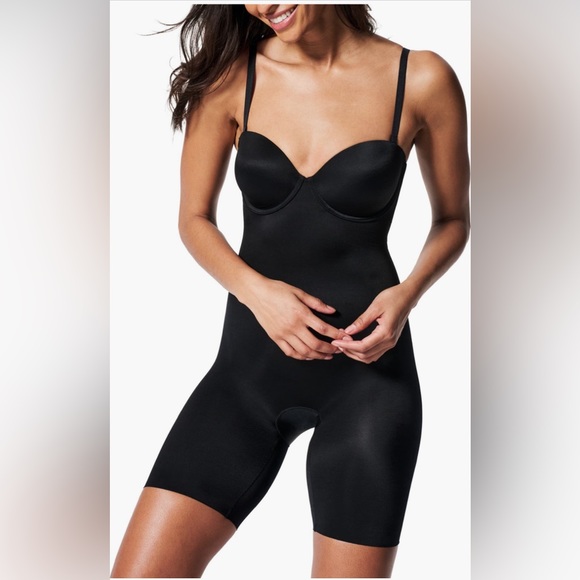 SPANX Suit Your Fancy Strapless Cupped Mid-Thigh Bodysuit,...